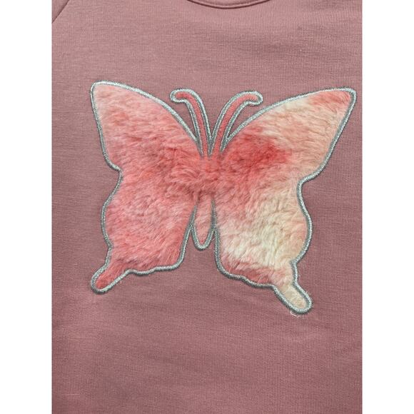 btween Girls Pink Butterfly Sweater Tie Dye Leggings Scrunchie 3 piece Sz 5 NEW - Picture 8 of 13